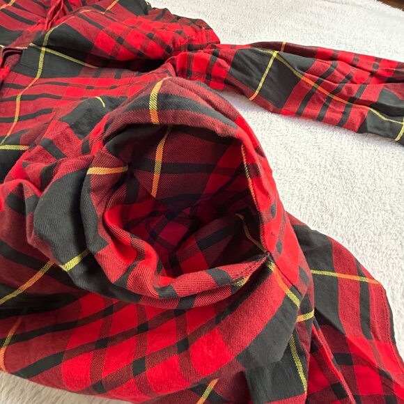 L.L. Bean Signature Red Black Plaid Flannel Tunic Dress Medium Long Sleeve NWOT - Picture 4 of 10